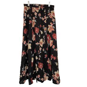 Metropolitan Women's Long Skirt Floral‎ Small Black Beige Red Rayon